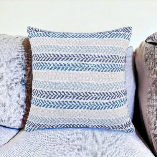 Set of Four 18" X 18" Blue Beach Chevron Cotton Zippered Pillow 4.0" (L) x 18.0" (W) x 18.0" (H) FurniFindUSA