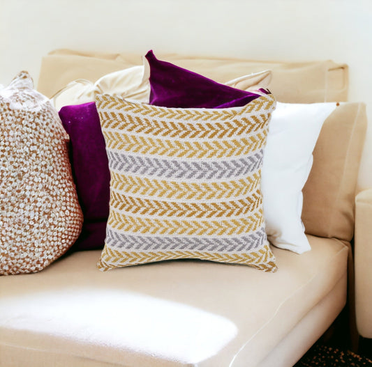 Set of Four 18" X 18" Orange Beach Chevron Cotton Zippered Pillow FurniFindUSA