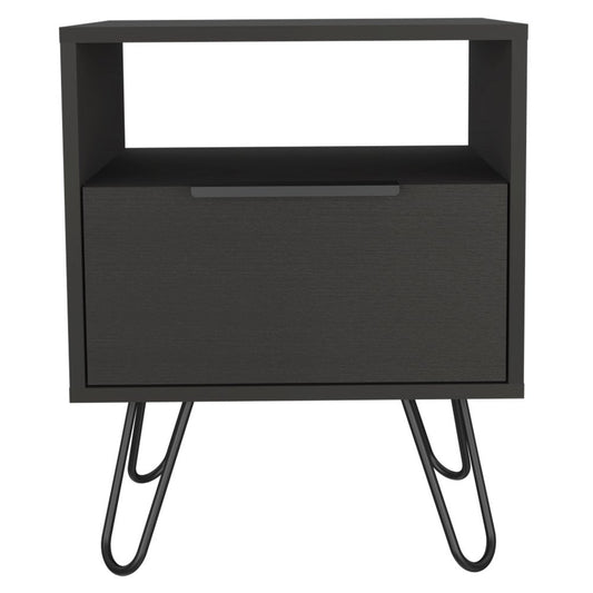 22" Black Wood Nightstand HomeRoots