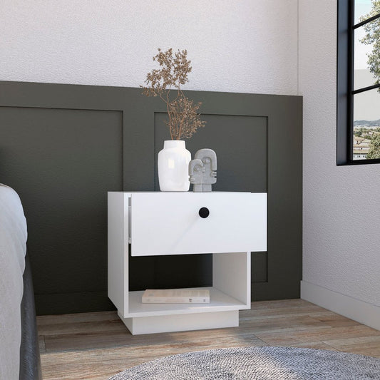 20" White Wood One Drawer Nightstand HomeRoots