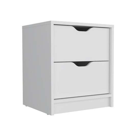 19" White Wood Two Drawer Nightstand HomeRoots