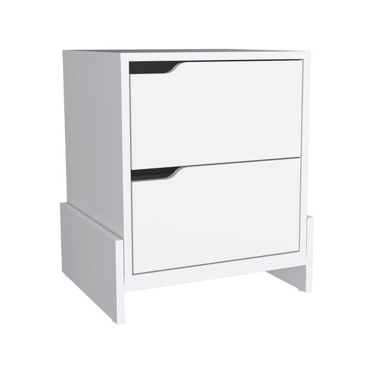 20" White Wood Two Drawer Nightstand HomeRoots