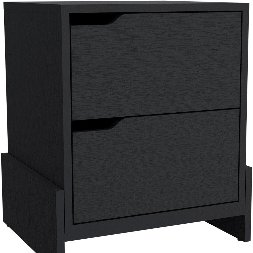 20" Black Wood Two Drawer Nightstand HomeRoots