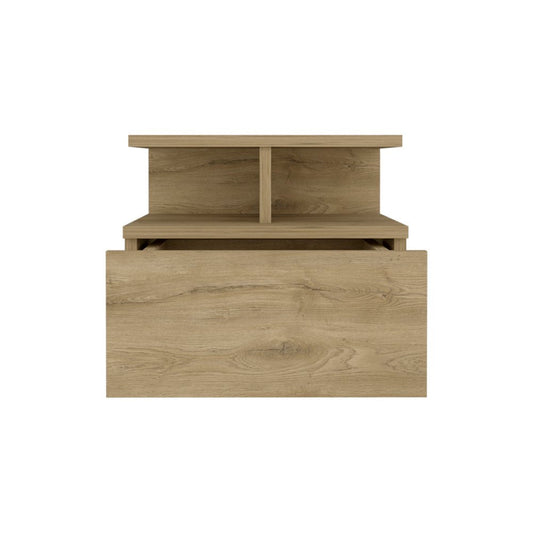 12" Beige Wood One Drawer Floating Nightstand HomeRoots