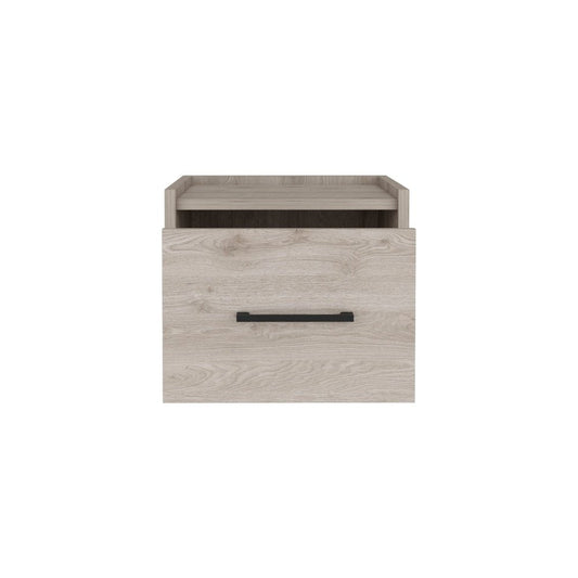 10" Gray Wood One Drawer Floating Nightstand HomeRoots