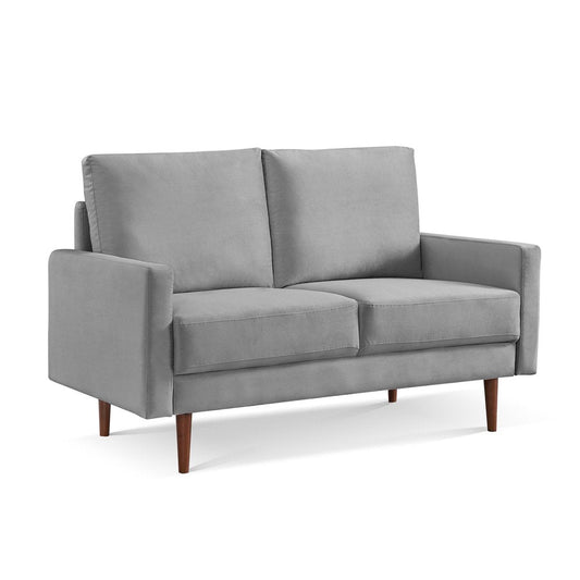 57" Gray And Dark Brown Velvet Loveseat HomeRoots
