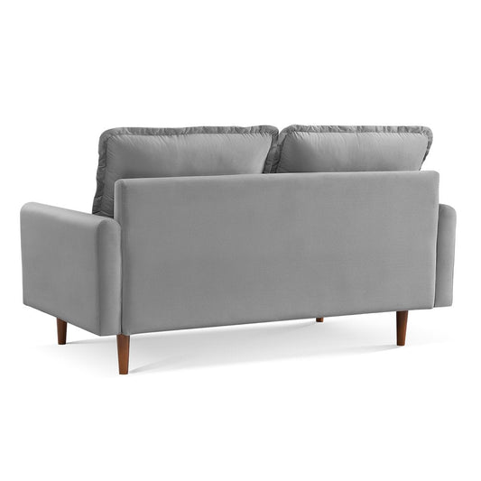 69" Gray Velvet Sofa With Dark Brown Legs HomeRoots