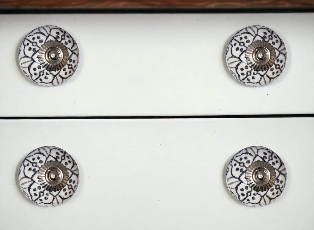 Set of Eight Black And White Ceramic And Metal Drawer Pull Knobs HomeRoots