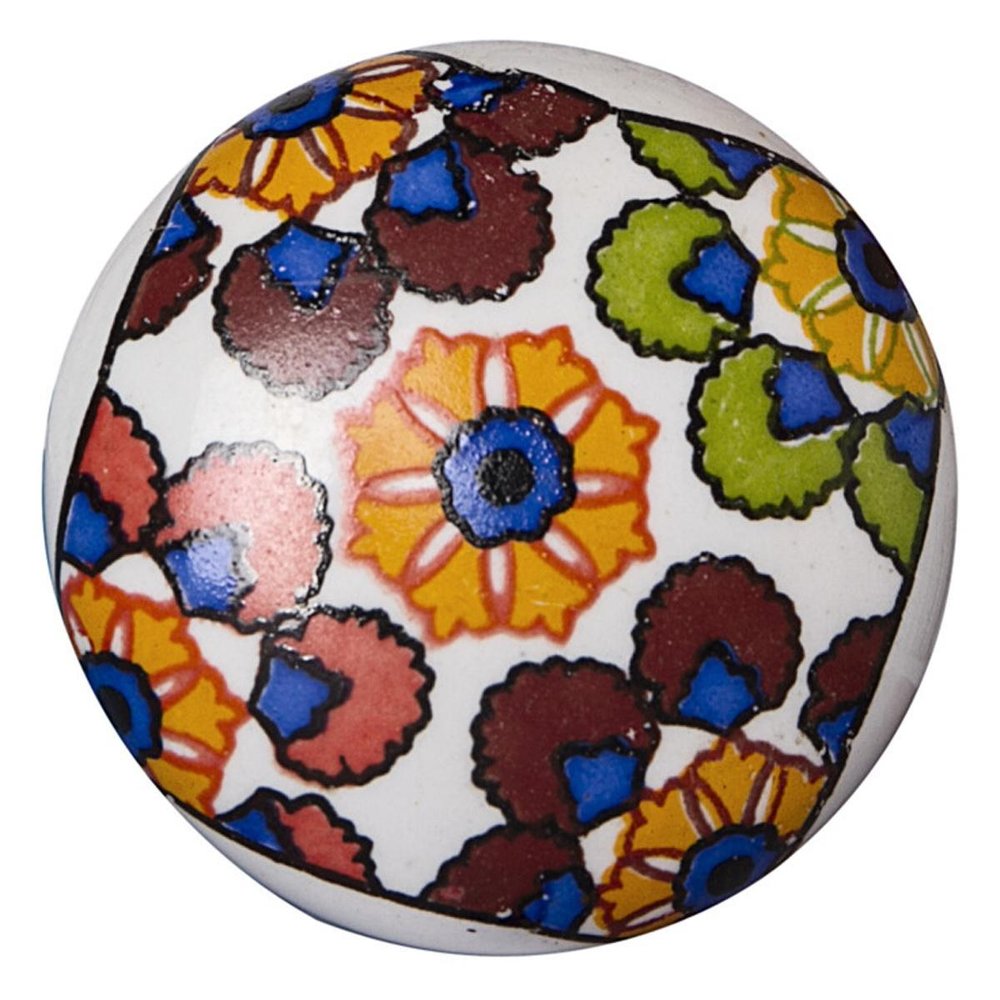 Set of Eight Blue And Orange Ceramic And Metal Drawer Pull Knobs HomeRoots