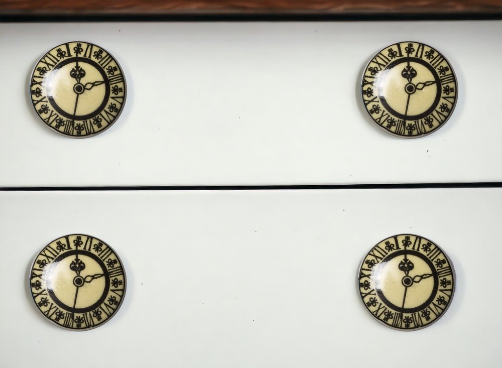 Set of Eight Black And Off White Ceramic And Metal Drawer Pull Knobs HomeRoots
