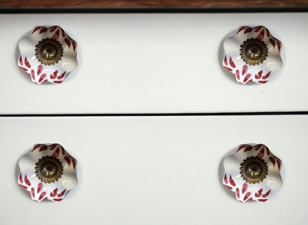 Set of Eight Brown And White Ceramic And Metal Drawer Pull Knobs HomeRoots