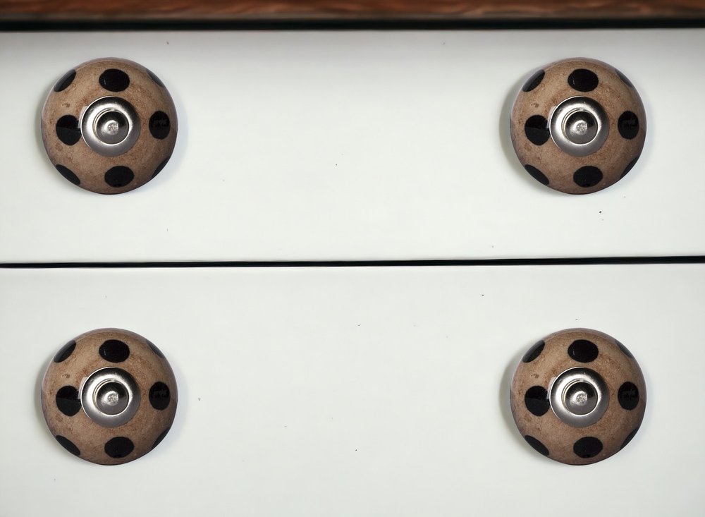 Set of Eight Brown And Black Ceramic And Metal Drawer Pull Knobs HomeRoots