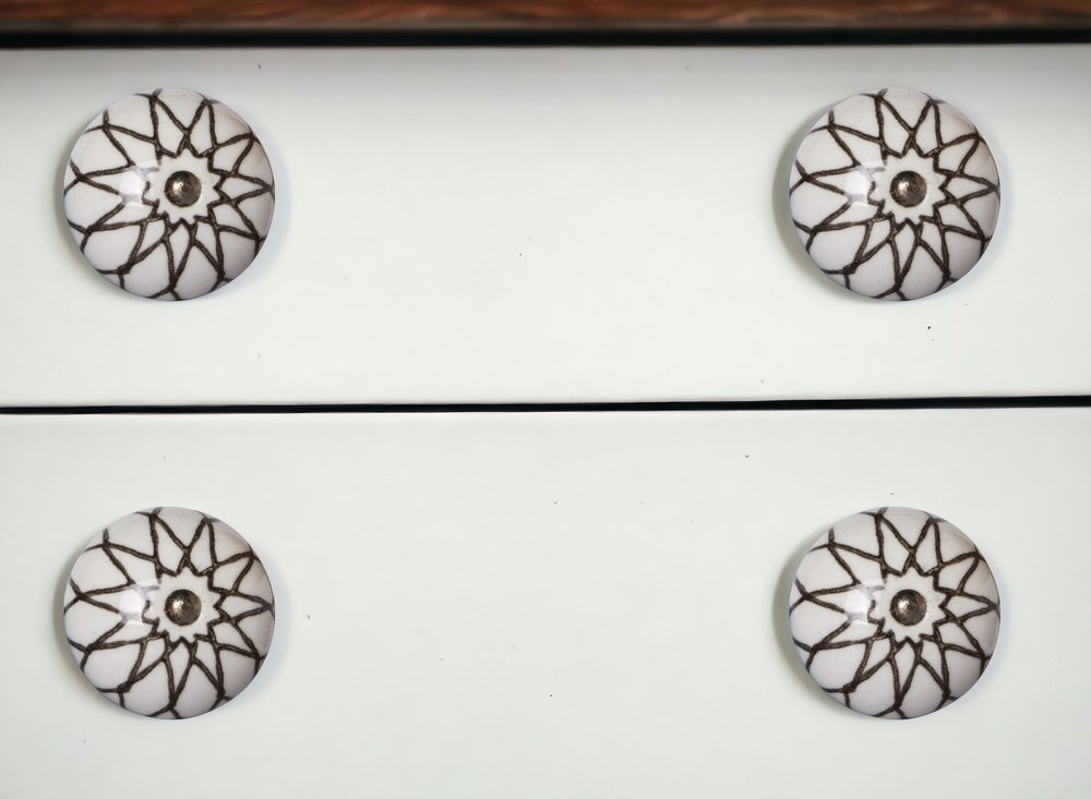 Set of Eight Brown Ceramic And Metal Drawer Pull Knobs HomeRoots