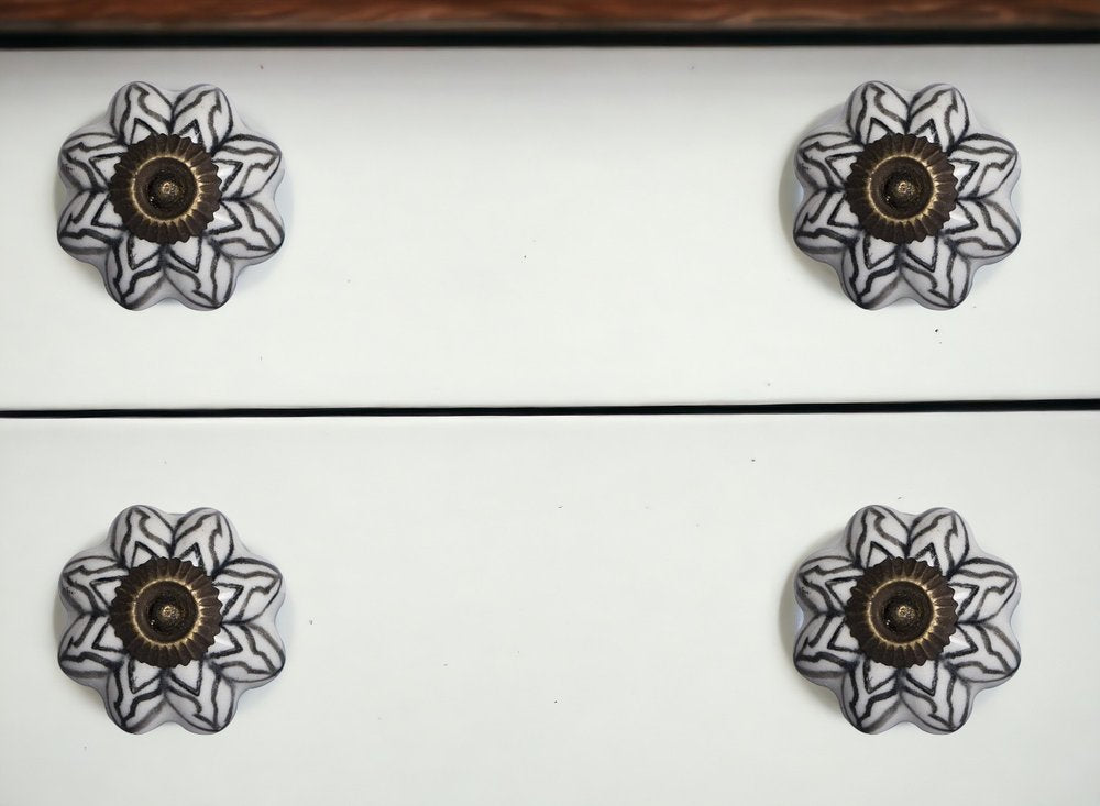Set of Eight Black And White Ceramic And Metal Drawer Pull Knobs HomeRoots