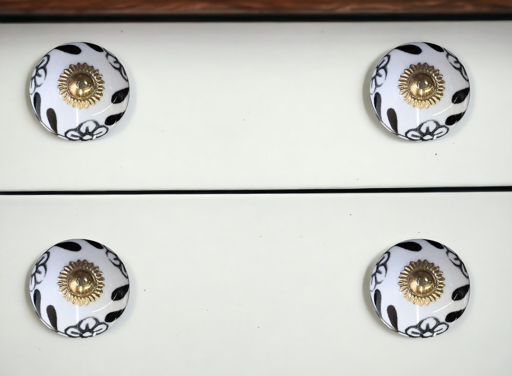 Set of Eight Blue And White Ceramic And Metal Drawer Pull Knobs HomeRoots