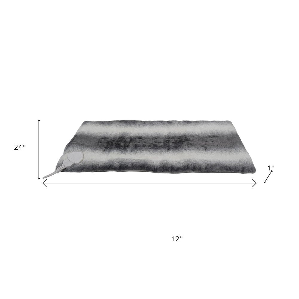 12" X 24" Gray Ombre Faux Fur Heated Plush Lap Pad HomeRoots