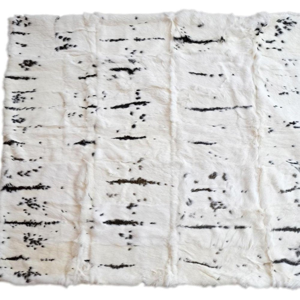 50" X 60" Black And White Rabbit Fur Plush Throw Blanket HomeRoots