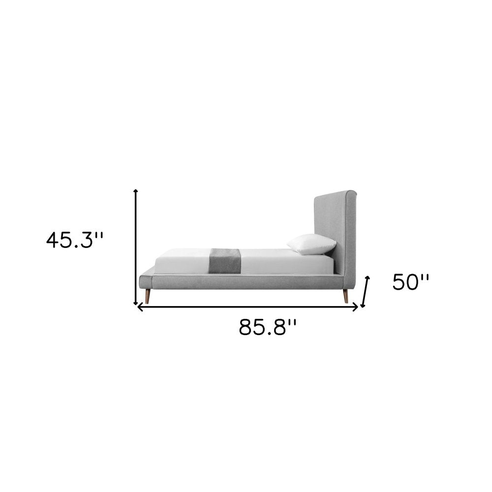 Gray Solid Wood Twin Upholstered Linen Bed HomeRoots