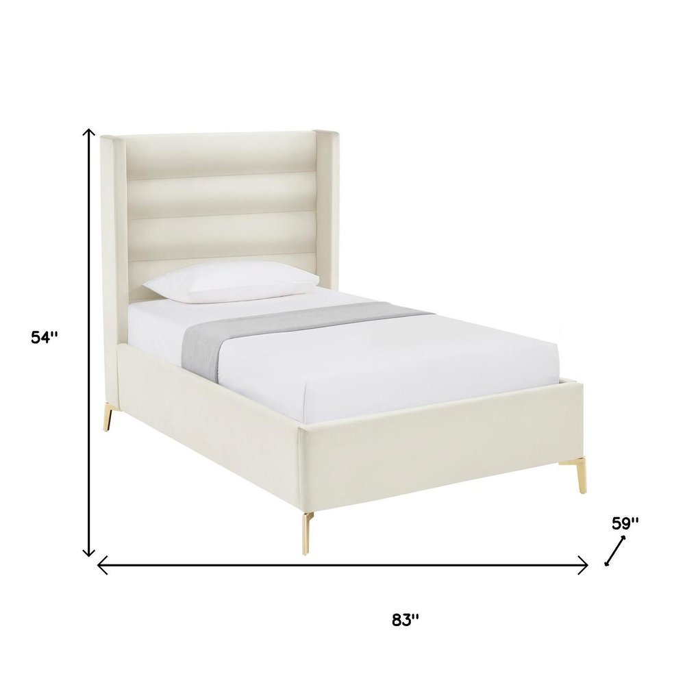 Cream Velvet Upholstered Queen Bed Frame HomeRoots