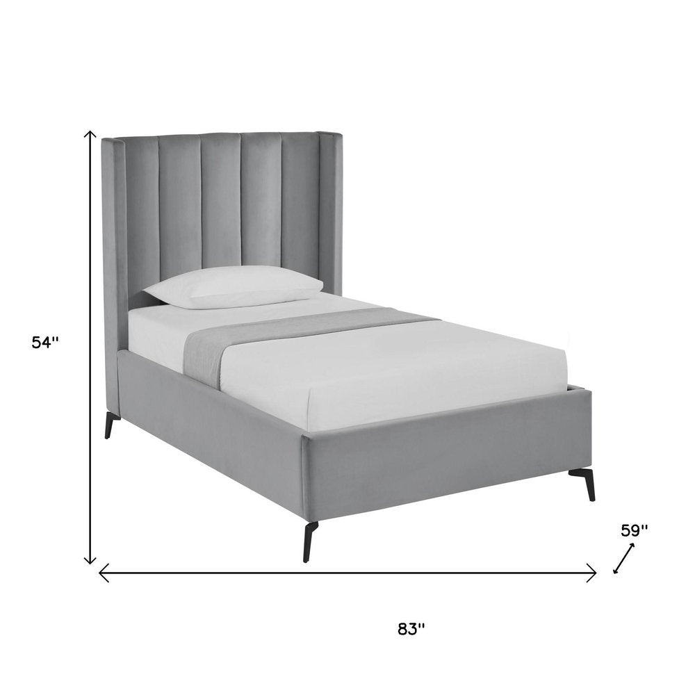 Light Gray Velvet Upholstered Full Bed Frame HomeRoots