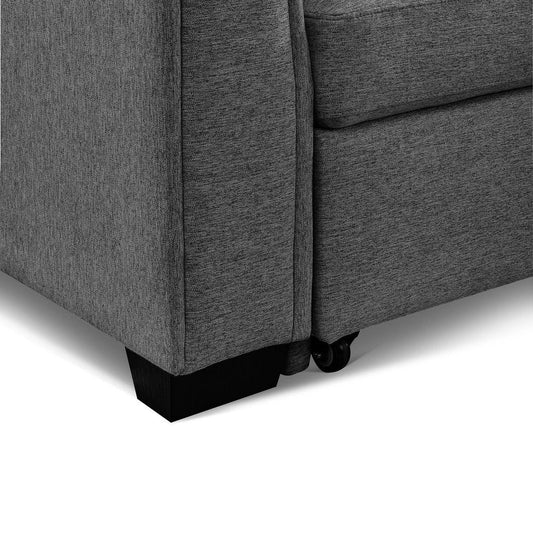 92" Dark Gray Polyester Blend Convertible Futon Sleeper Sofa With Black Legs HomeRoots