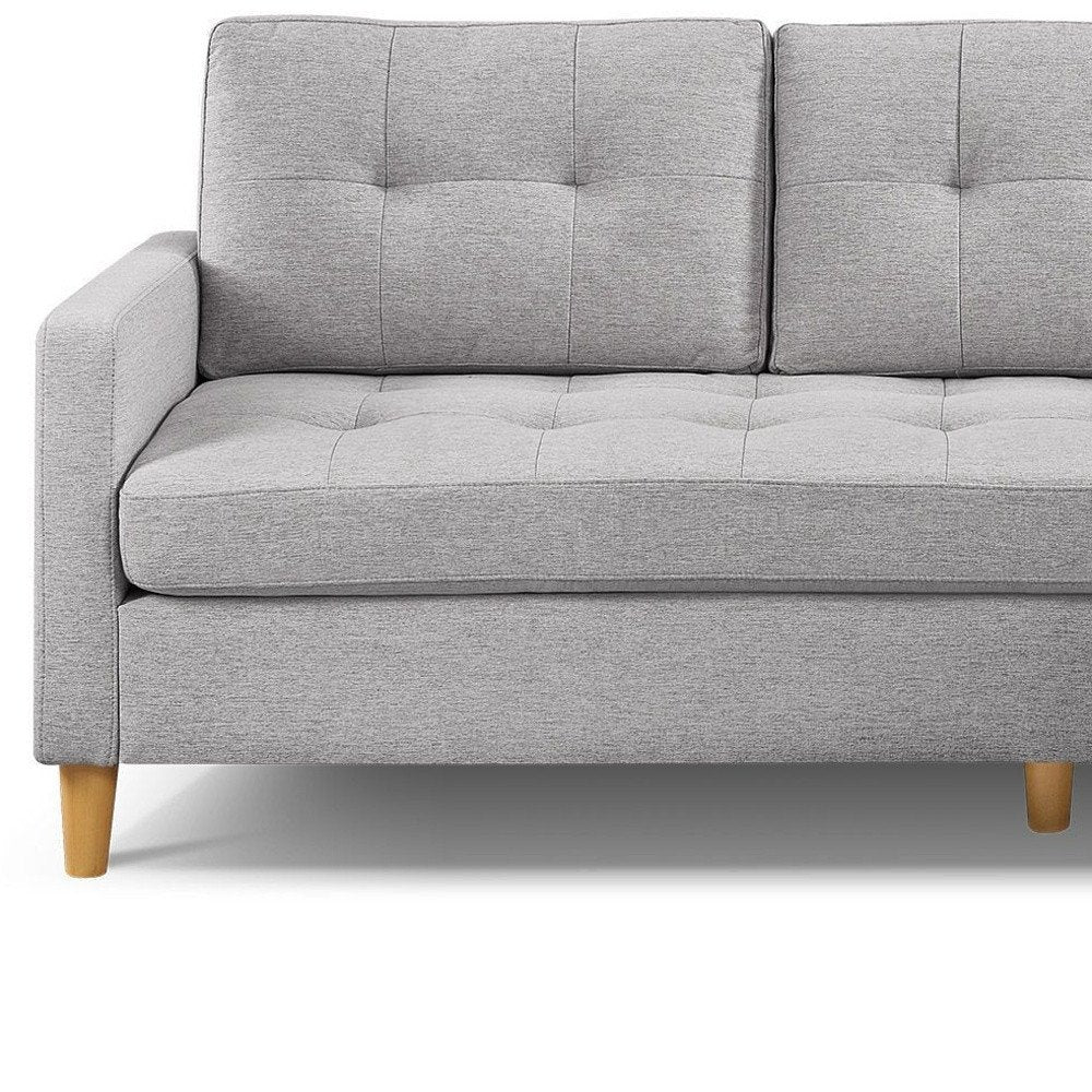 87" Light Gray Polyester Blend Sofa With Ottoman With Natural Legs HomeRoots