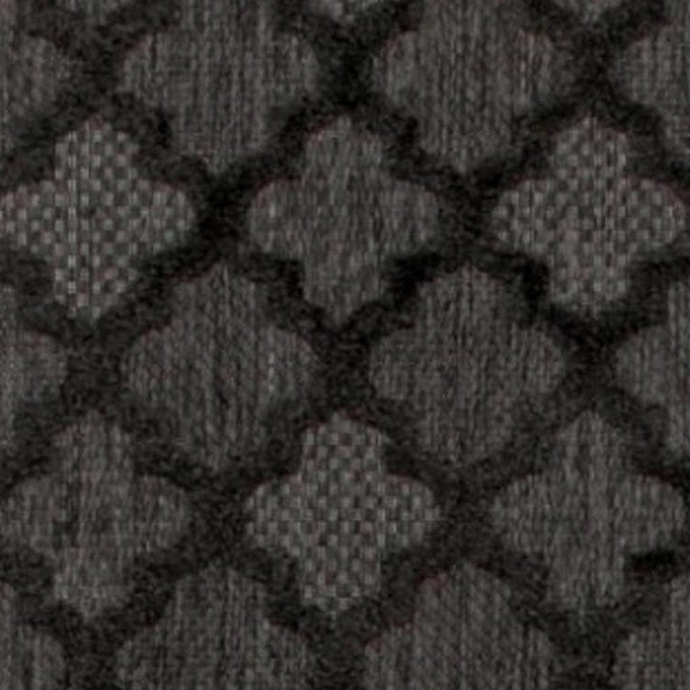 20' Charcoal And Black Trellis Indoor Outdoor Runner Rug HomeRoots