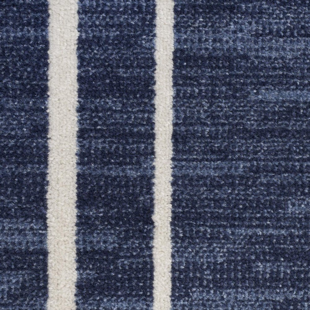 8' Navy Blue And Ivory Round Indoor Outdoor Area Rug HomeRoots