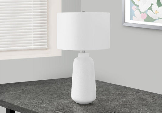 26" Cream Ceramic Cylinder Table Lamp With Cream Drum Shade HomeRoots