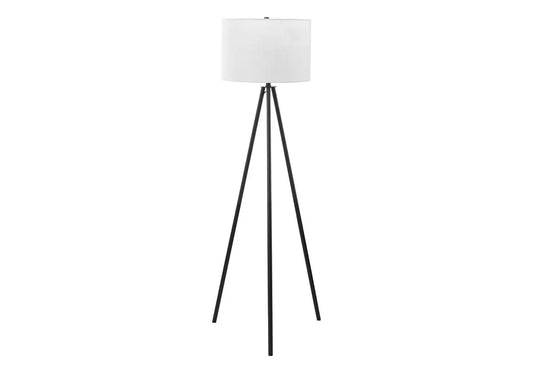 63" Black LED Light Changing Floor Lamp With Cream Fabric Drum Shade HomeRoots