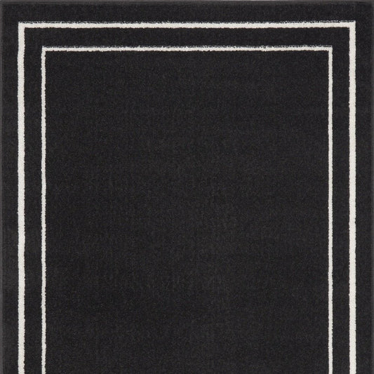 3' X 5' Black And Ivory Indoor Outdoor Area Rug