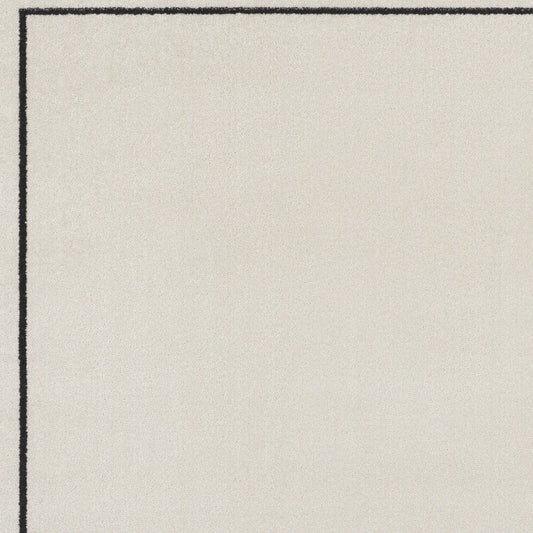 5' Ivory And Black Square Indoor Outdoor Area Rug