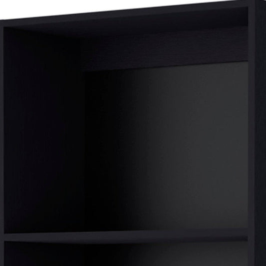 71" Black Wood Four Tier Bookcase HomeRoots