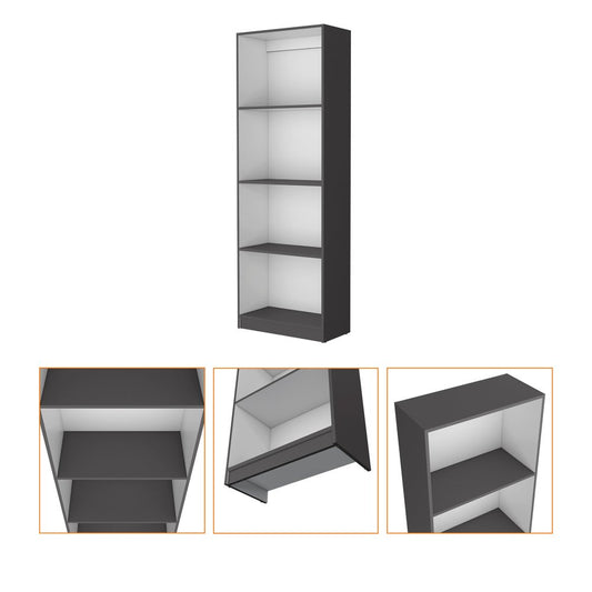 71" Gray And White Wood Four Tier Bookcase