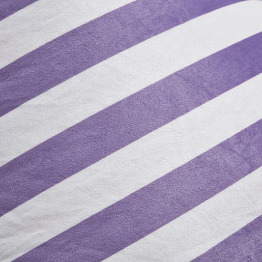 35" Purple and White Microfiber Specialty Striped Pouf Cover HomeRoots