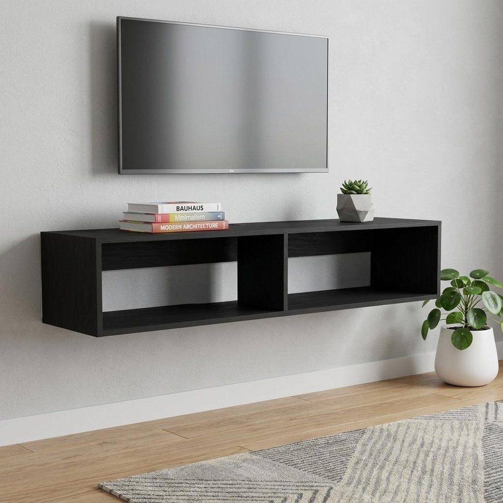 48" Black Floating Mount Entertainment Center HomeRoots