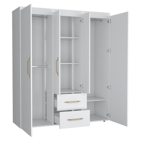 70" White Wood Four Door Two Drawer Combo Dresser HomeRoots