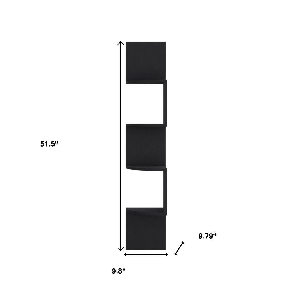 52" Black Wood Wall Mounted Corner Shelf HomeRoots