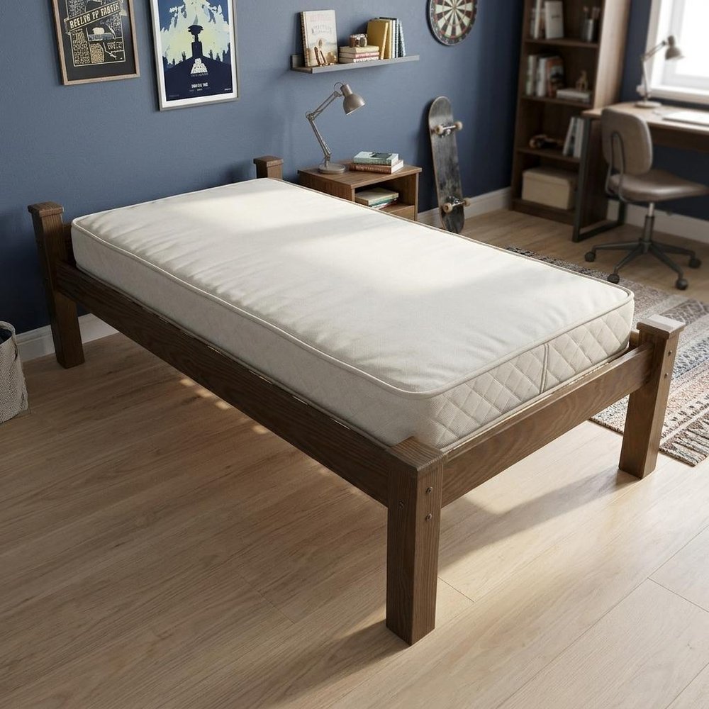Dark Brown Solid Wood Twin Bed Frame