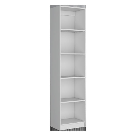 Set of Three White Wood Five Tier Modular Bookcase with Two Doors