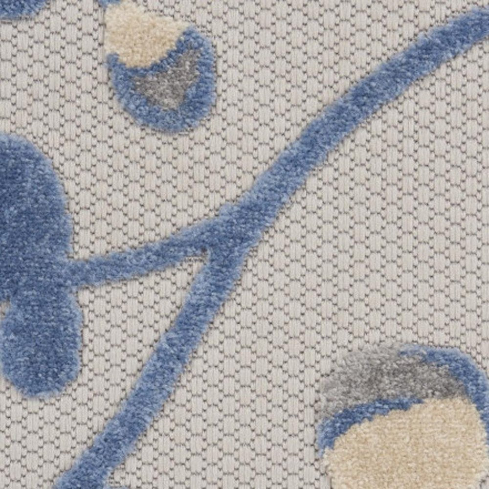 8' X 11' Blue And Gray Floral Indoor Outdoor Area Rug HomeRoots