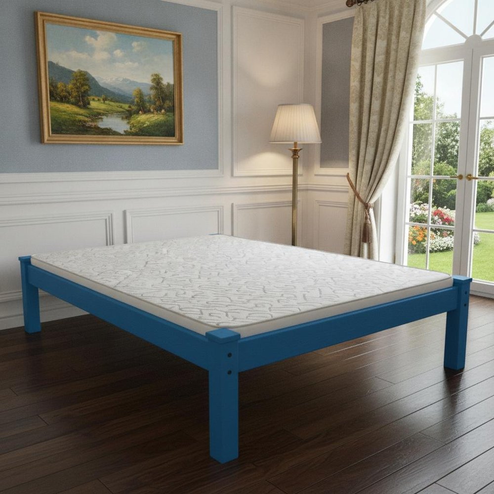 Caribbean Blue Solid Wood Full Bed Frame HomeRoots