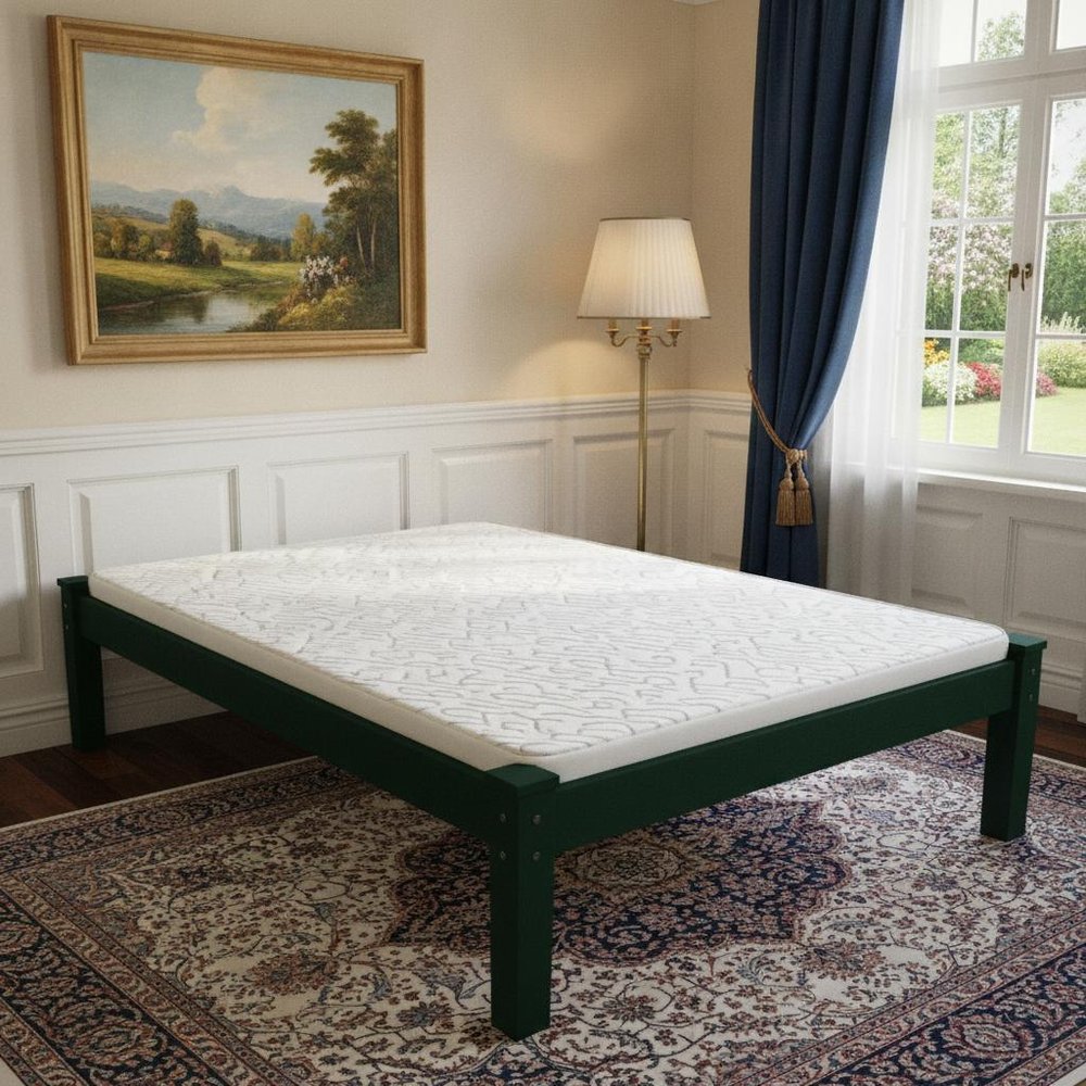 Dark Green Solid Wood Full Bed Frame HomeRoots