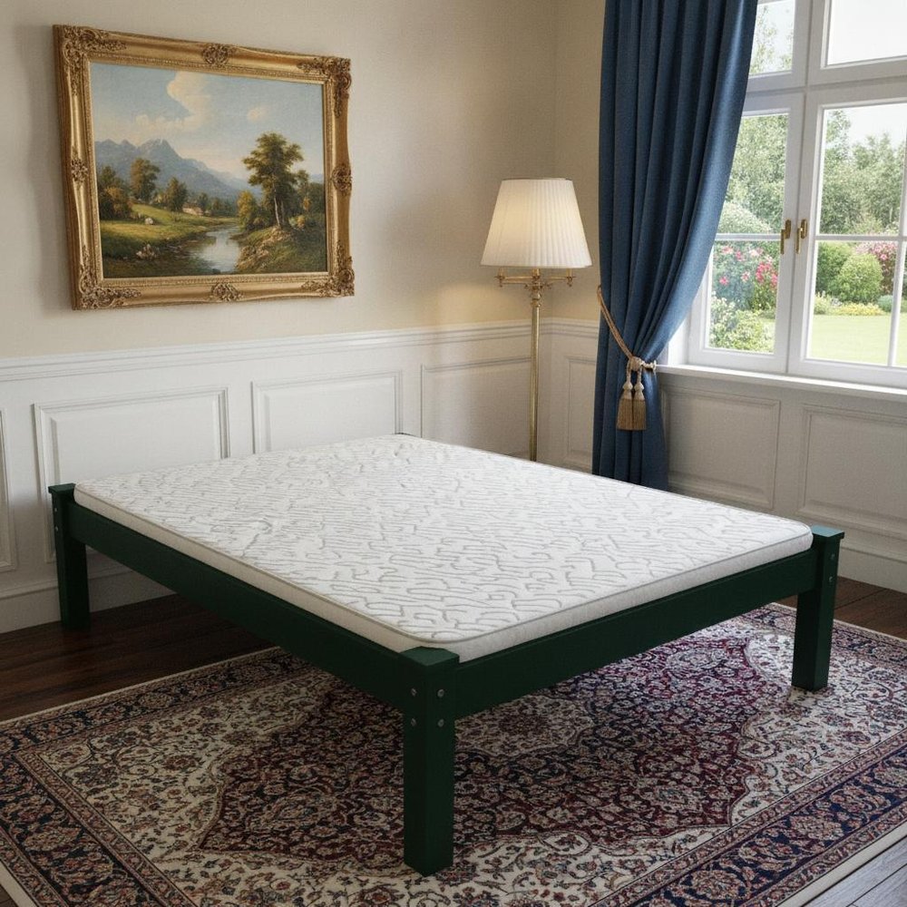 Dark Green Solid Wood Queen Bed Frame HomeRoots