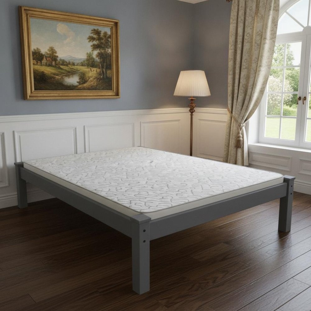 Gray Solid Wood Queen Bed Frame HomeRoots