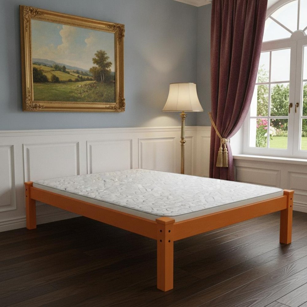 Yellow Solid Wood Queen Bed Frame HomeRoots