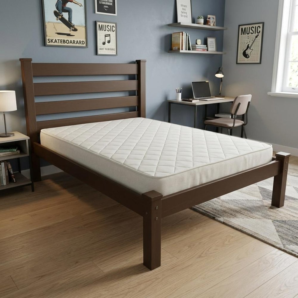 Brown Solid Wood Twin Bed Frame