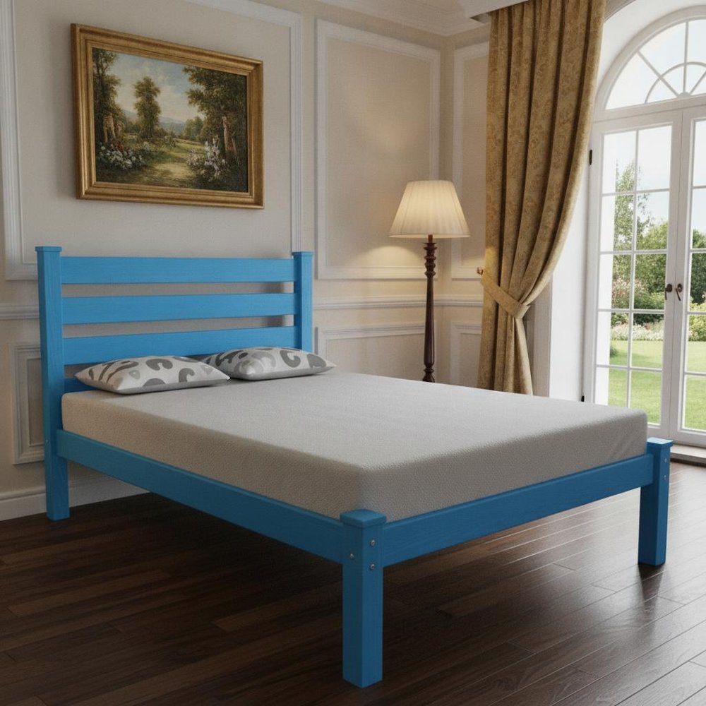 Caribbean Blue Solid Wood Twin Bed Frame HomeRoots