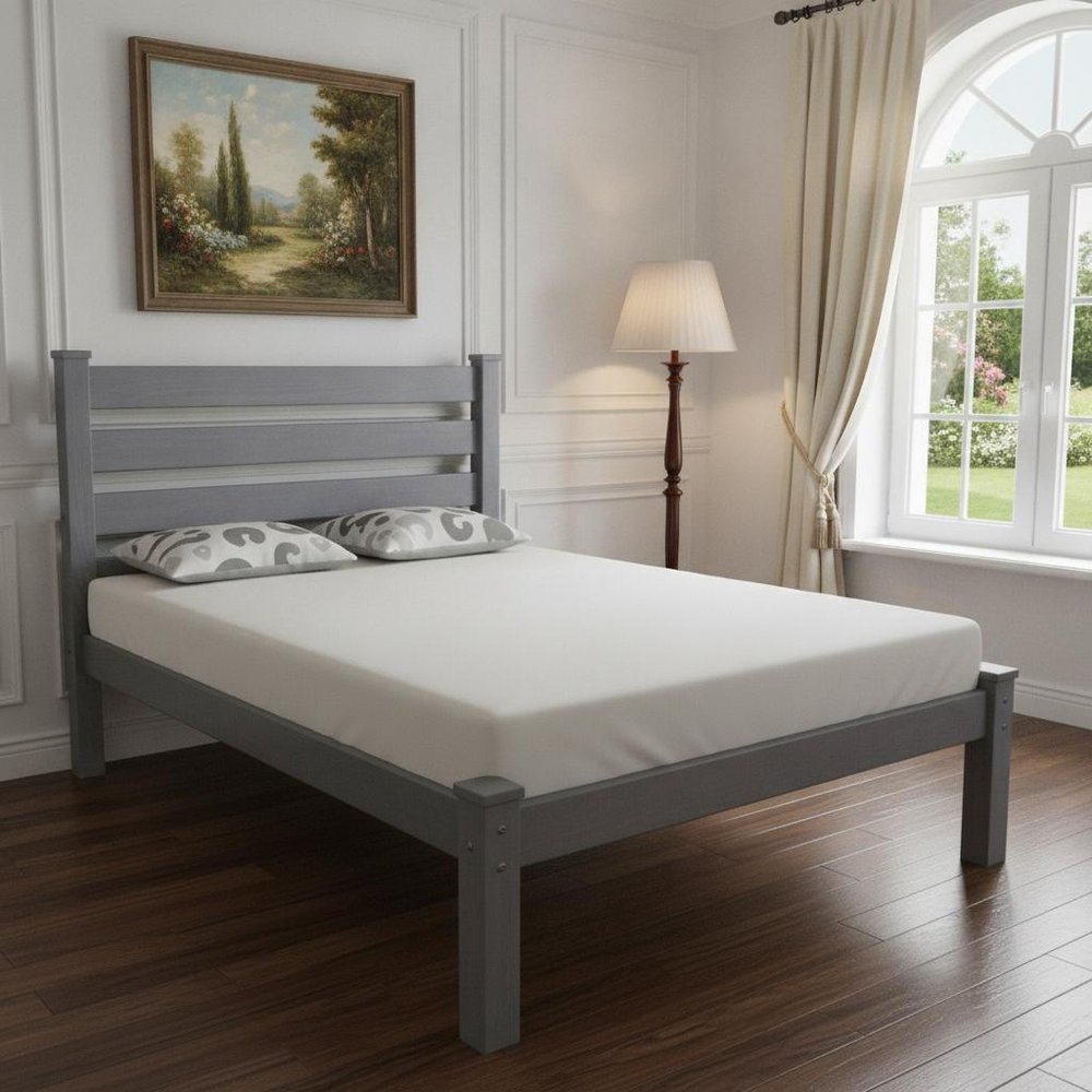 Gray Solid Wood Twin Bed Frame HomeRoots