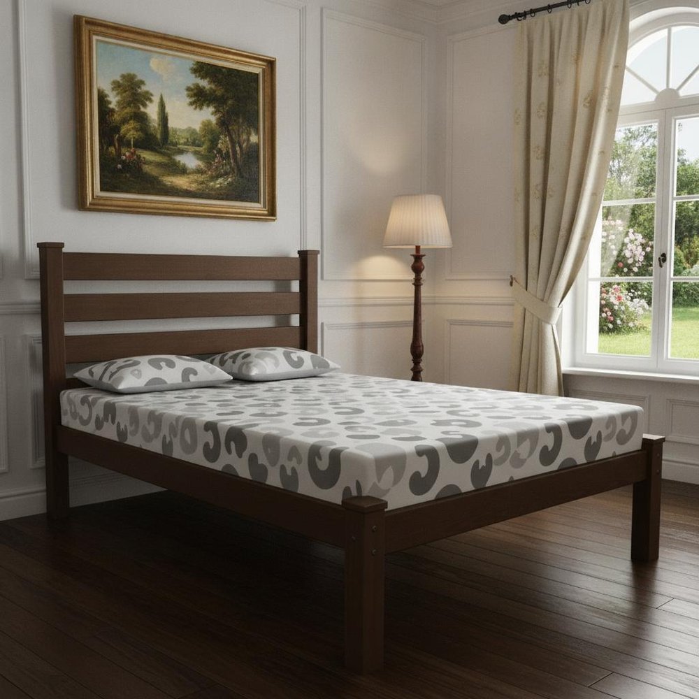 Brown Solid Wood Full Bed Frame HomeRoots